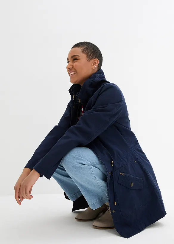 Parka courte en coton &agrave; col montant, cintr&eacute;e, bonprix