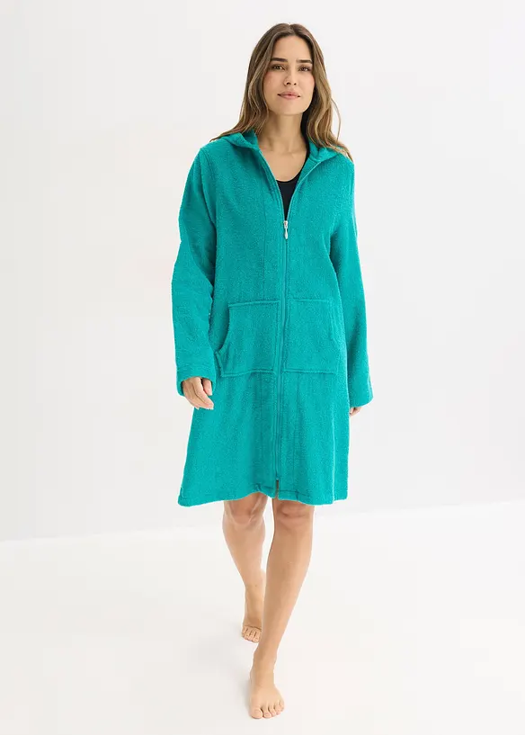 Frottee Bademantel aus Bio-Baumwolle mit Rei&szlig;verschluss, bonprix