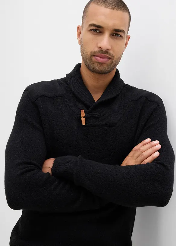 Pull en fine maille &agrave; col ch&acirc;le, bonprix