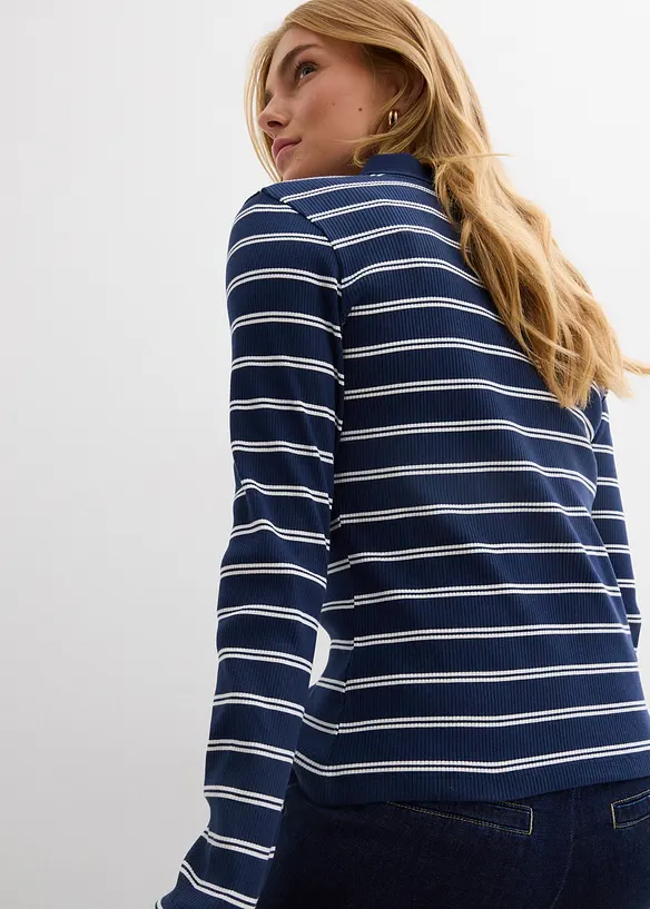 Geripptes Poloshirt, bonprix