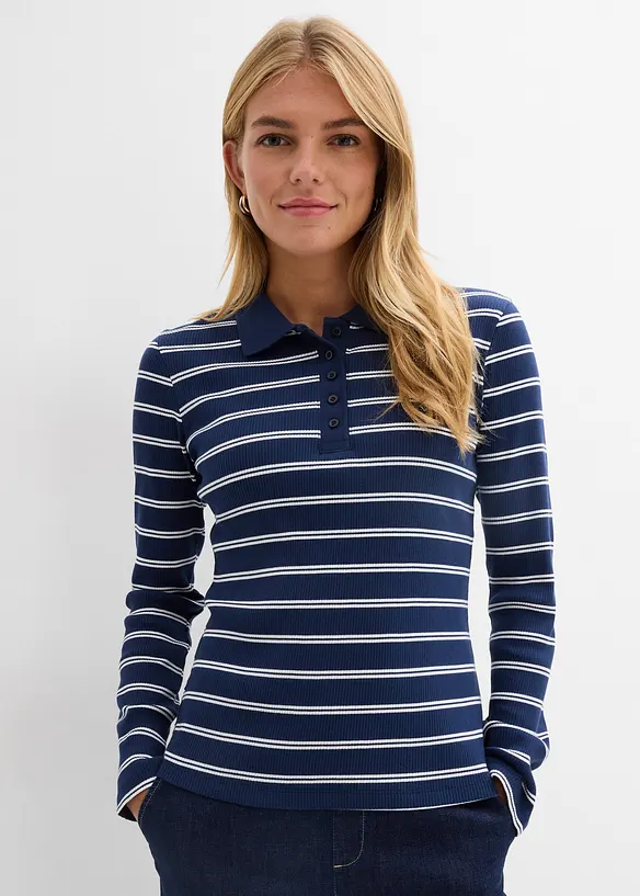 Geripptes Poloshirt, bonprix