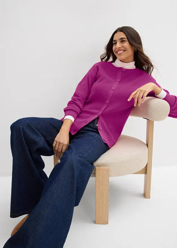 Gilet en fine maille, col rond, bonprix