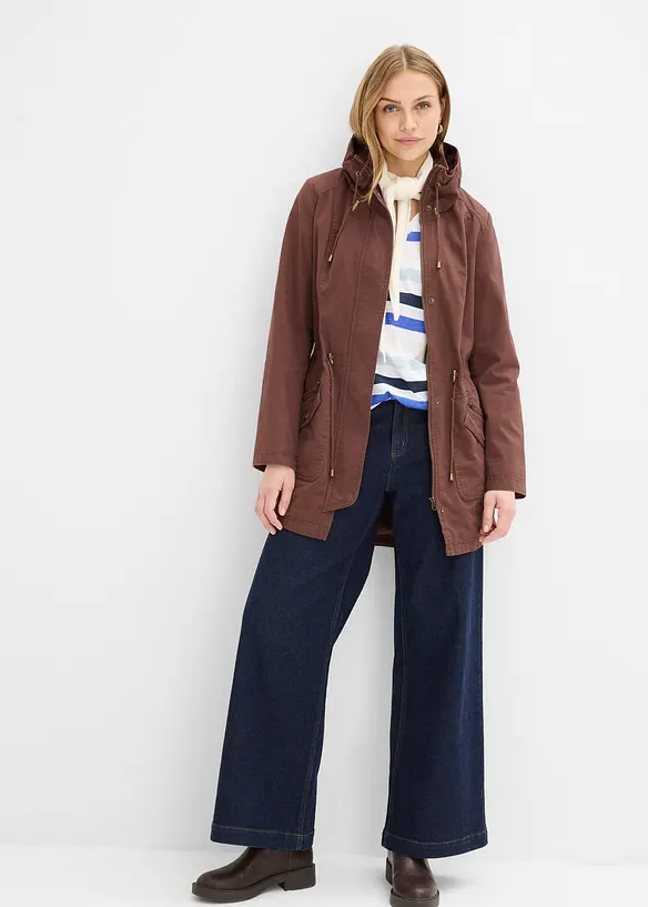 Parka courte en coton &agrave; col montant, cintr&eacute;e, bonprix