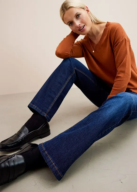 Jean bootcut taille mi-haute, extensible, bonprix