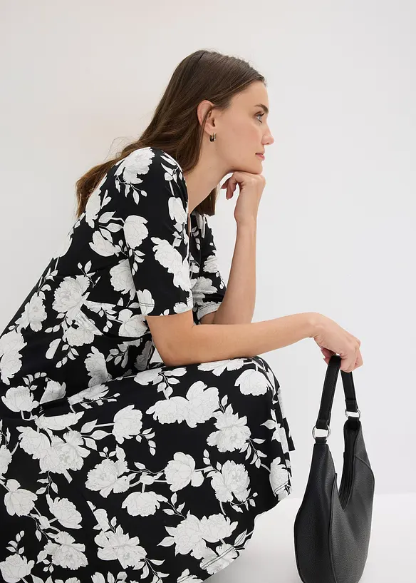 Bedrucktes Jersey-Kleid mit Drapierung, bonprix