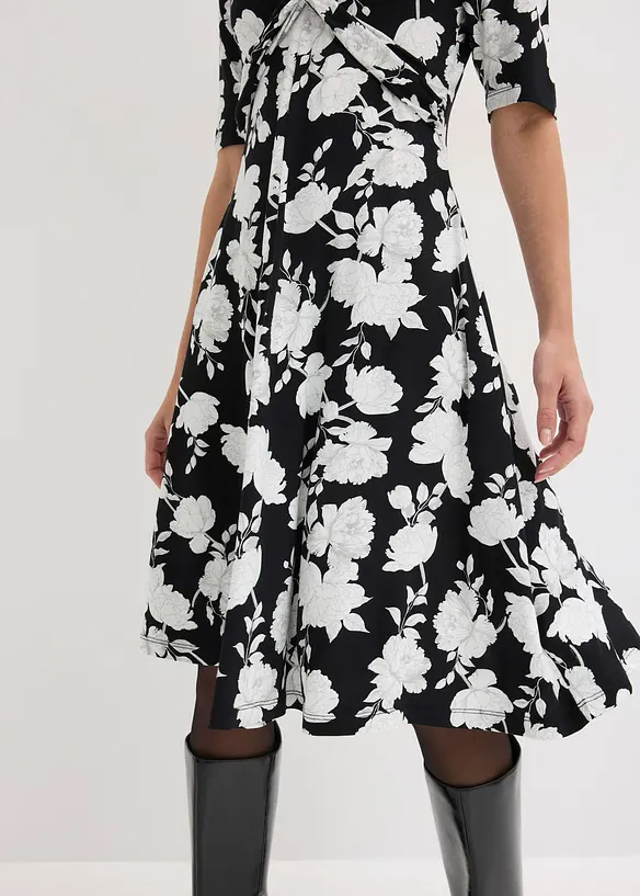 Bedrucktes Jersey-Kleid mit Drapierung, bonprix