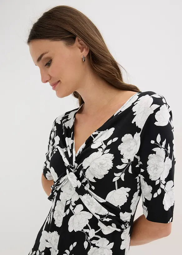 Bedrucktes Jersey-Kleid mit Drapierung, bonprix