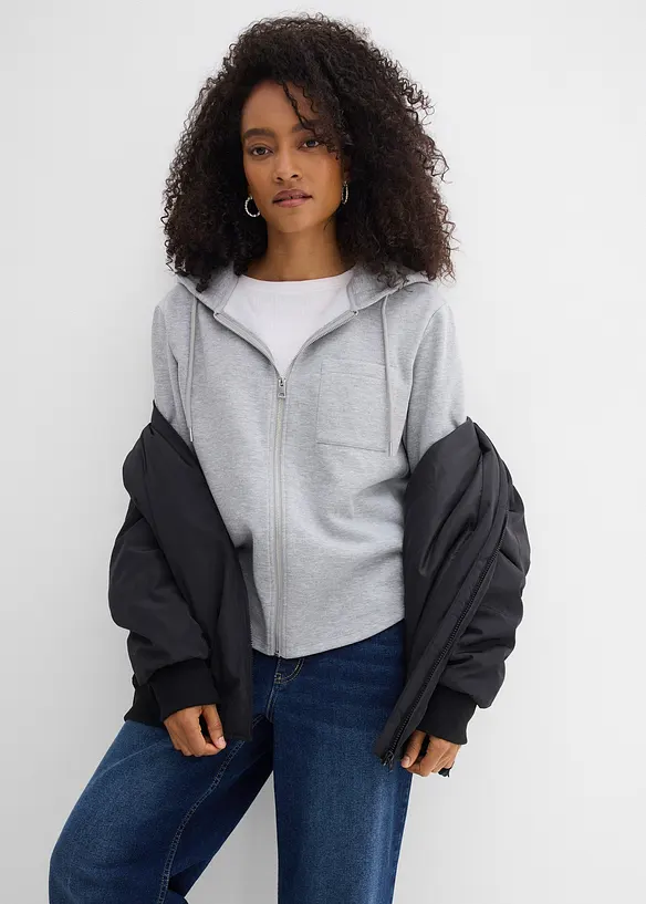 Sweat zipp&eacute; &agrave; capuche avec polyester recycl&eacute;, bonprix