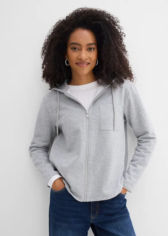 Sweat zipp&eacute; &agrave; capuche avec polyester recycl&eacute;, bonprix