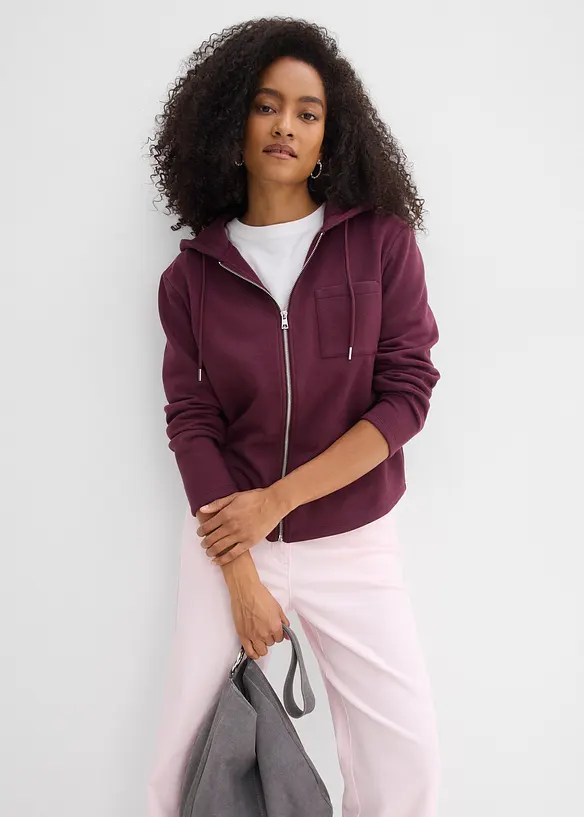 Sweat zipp&eacute; &agrave; capuche avec polyester recycl&eacute;, bonprix