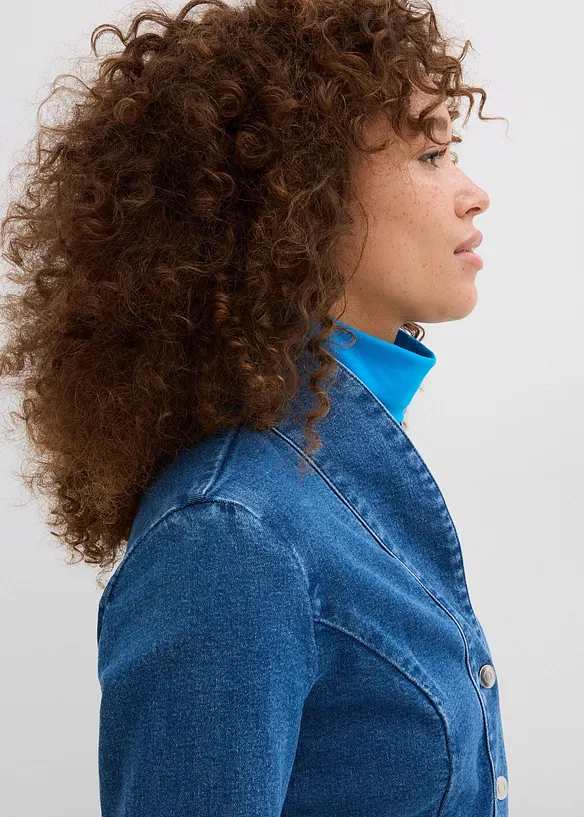 Jeansjacke mit G&uuml;rtel, mit Baumwolle, bonprix