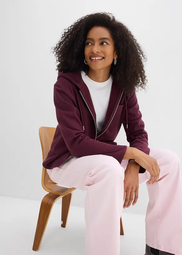 Sweat zipp&eacute; &agrave; capuche avec polyester recycl&eacute;, bonprix