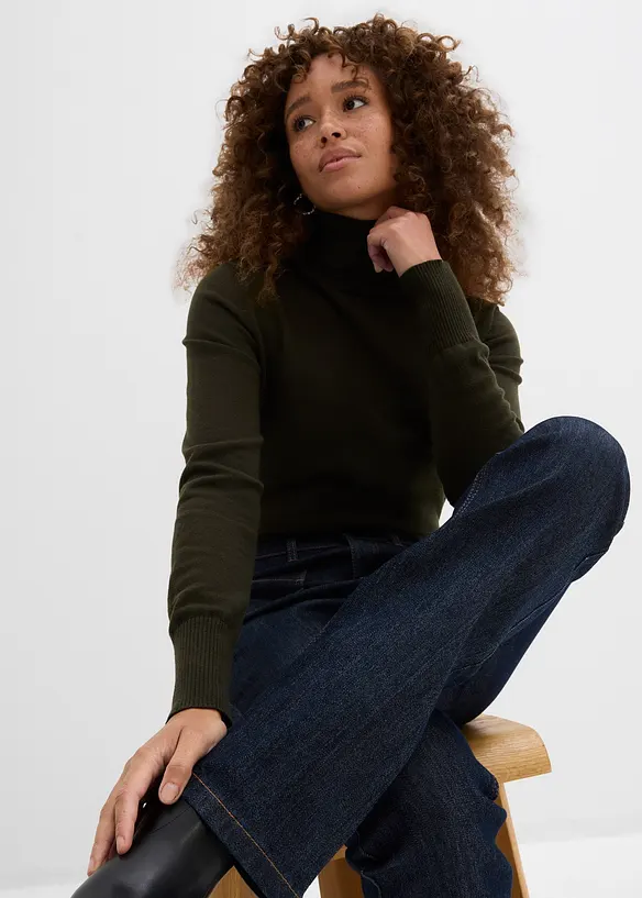 Jean bootcut taille haute &eacute;lastiqu&eacute;e, bonprix