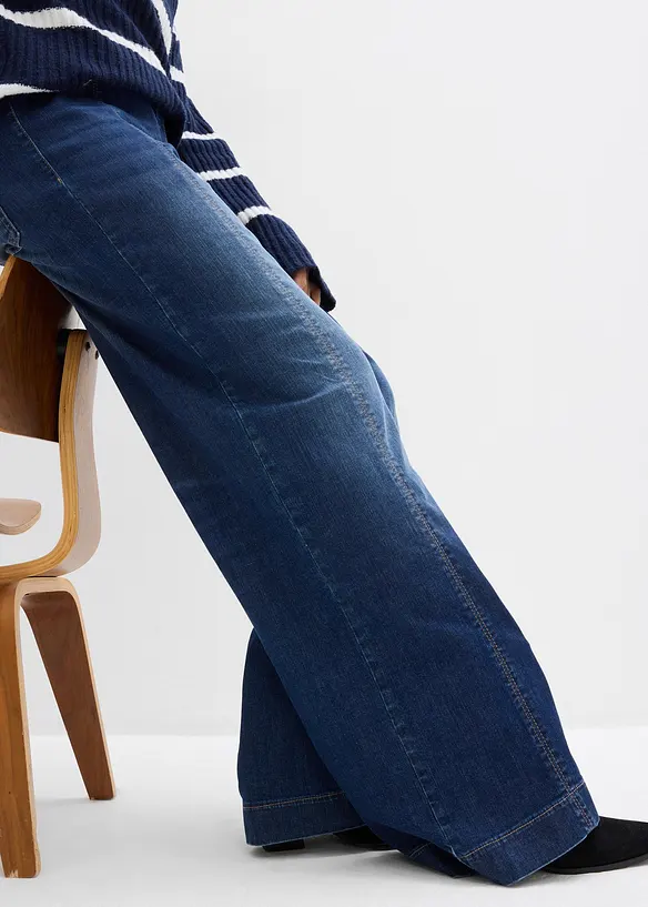 Jean large taille haute &eacute;lastiqu&eacute;e, long, bonprix