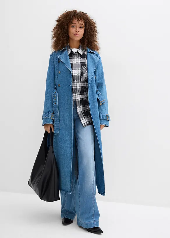 Jean large taille haute &eacute;lastiqu&eacute;e, long, bonprix