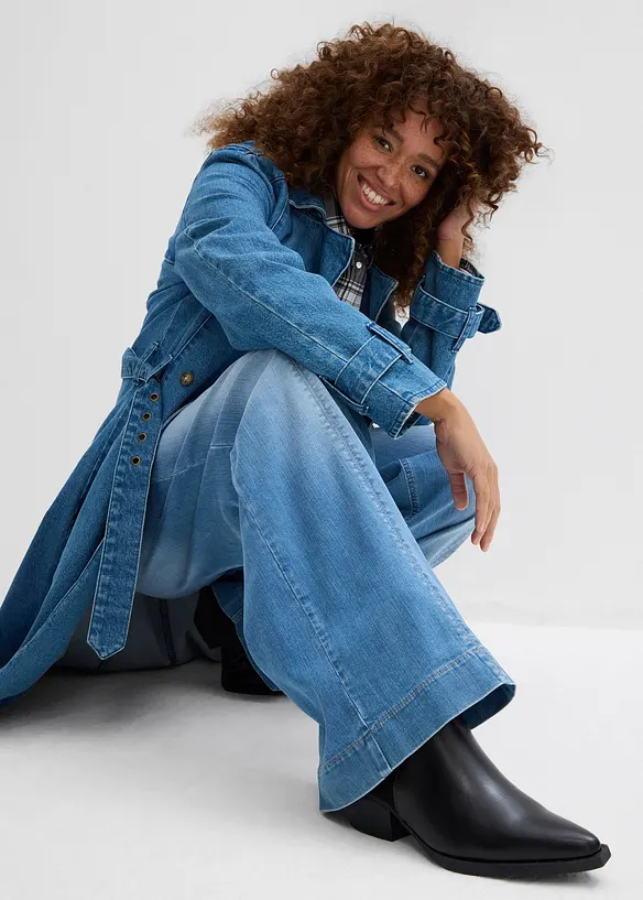 Jean large taille haute &eacute;lastiqu&eacute;e, long, bonprix