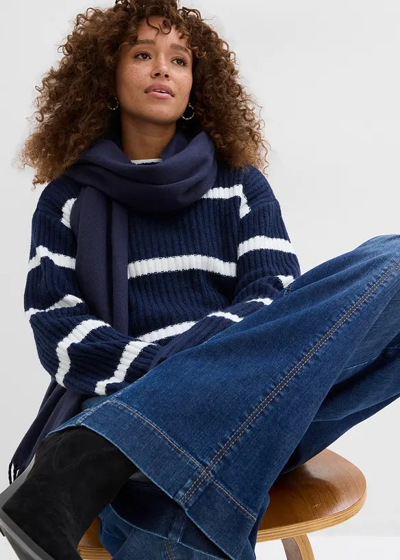 Jean large taille haute &eacute;lastiqu&eacute;e, long, bonprix