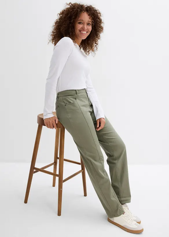 Pantalon en twill coton &eacute;lasthanne, bonprix