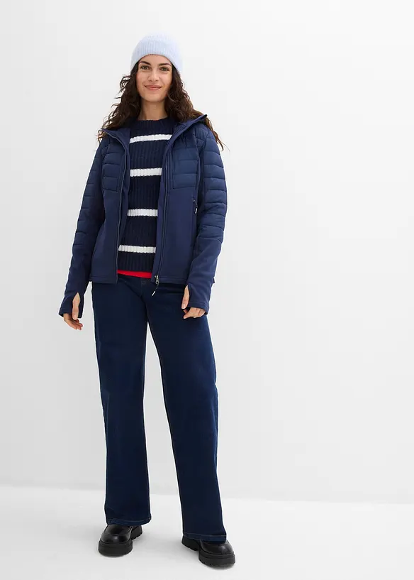 Wasserabweisende Hybridjacke mit Softshell- und Steppeins&auml;tzen, bonprix