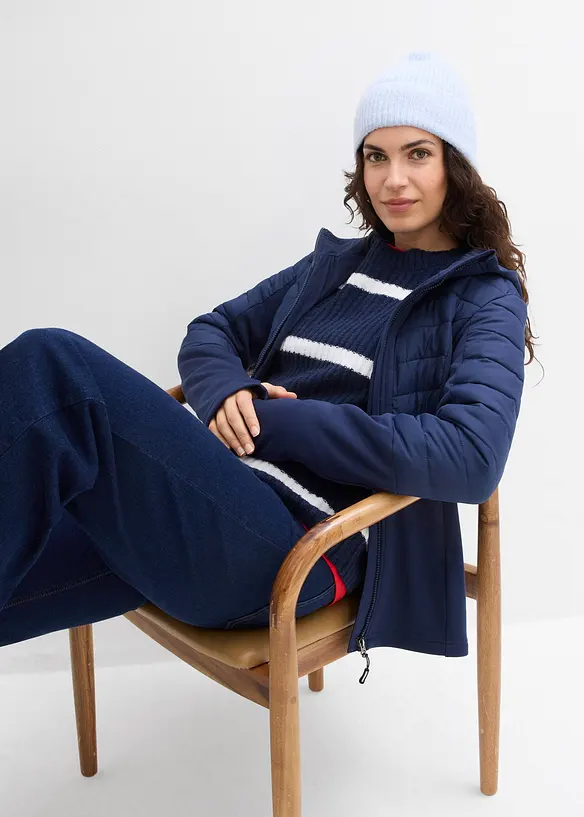 Wasserabweisende Hybridjacke mit Softshell- und Steppeins&auml;tzen, bonprix
