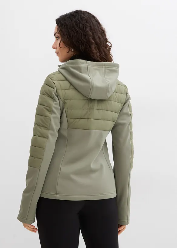 Wasserabweisende Hybridjacke mit Softshell- und Steppeins&auml;tzen, bonprix