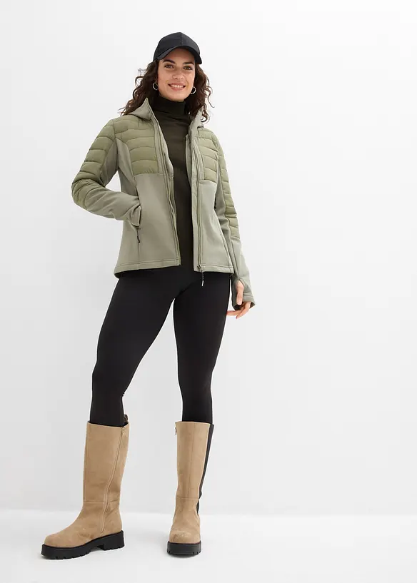 Wasserabweisende Hybridjacke mit Softshell- und Steppeins&auml;tzen, bonprix