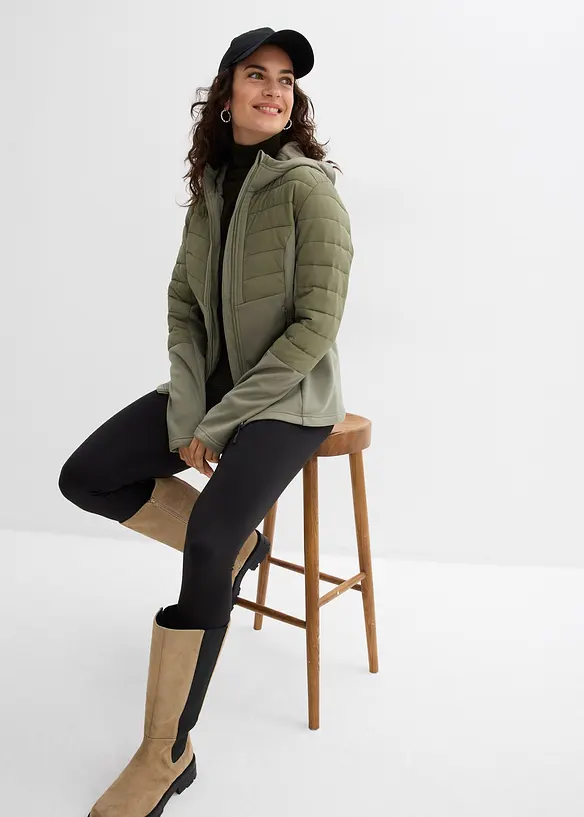 Wasserabweisende Hybridjacke mit Softshell- und Steppeins&auml;tzen, bonprix