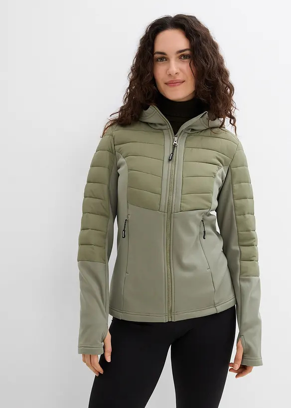Wasserabweisende Hybridjacke mit Softshell- und Steppeins&auml;tzen, bonprix