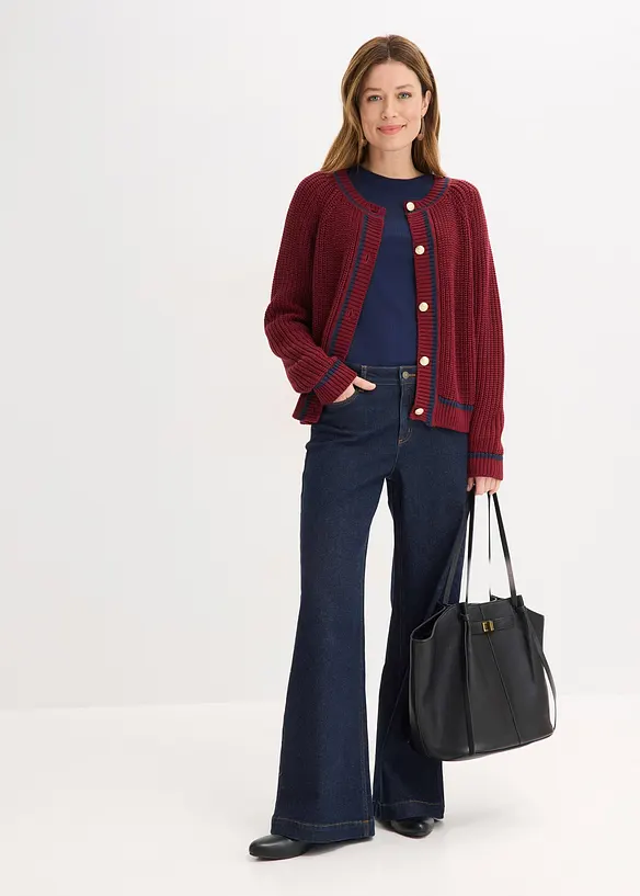 Gilet en maille &agrave; rayures contrastantes, bonprix