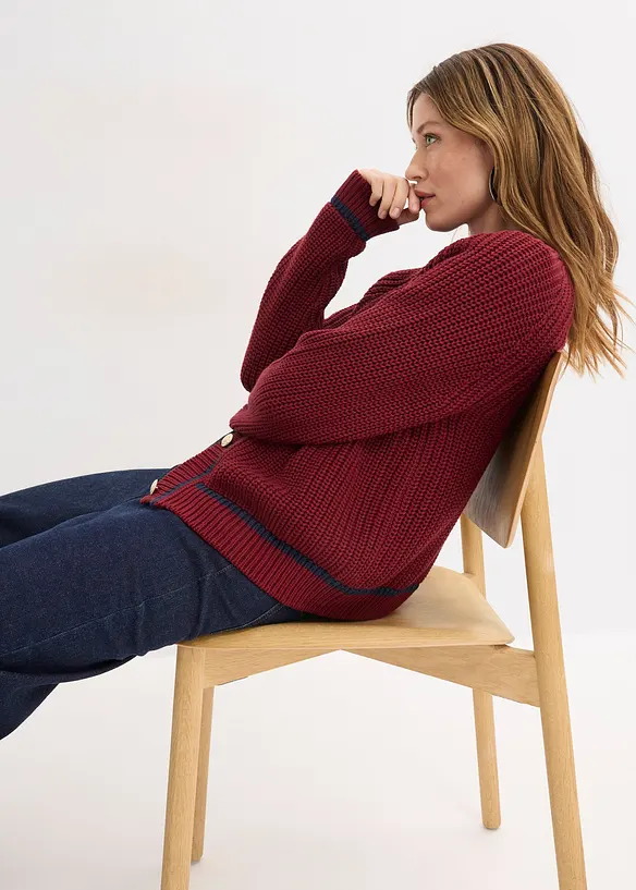 Gilet en maille &agrave; rayures contrastantes, bonprix