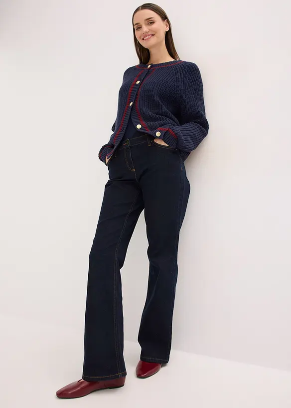 Gilet en maille &agrave; rayures contrastantes, bonprix