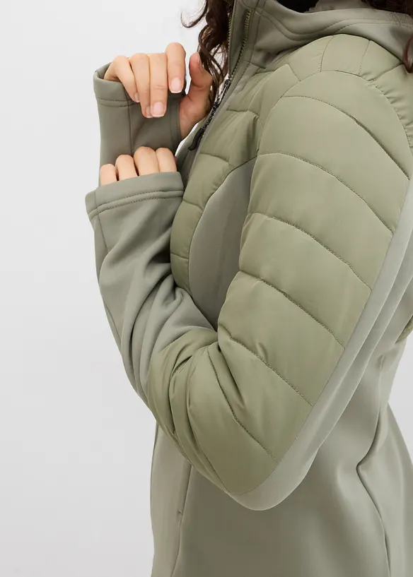 Wasserabweisende Hybridjacke mit Softshell- und Steppeins&auml;tzen, bonprix