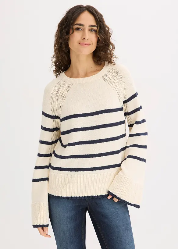 Pull &agrave; rayures contrastantes, bonprix
