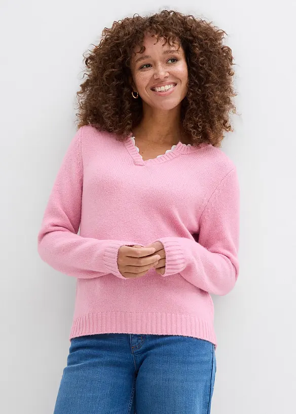Pullover mit Spitzeneinsatz, bonprix