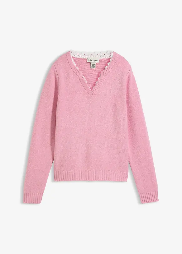 Pullover mit Spitzeneinsatz, bonprix