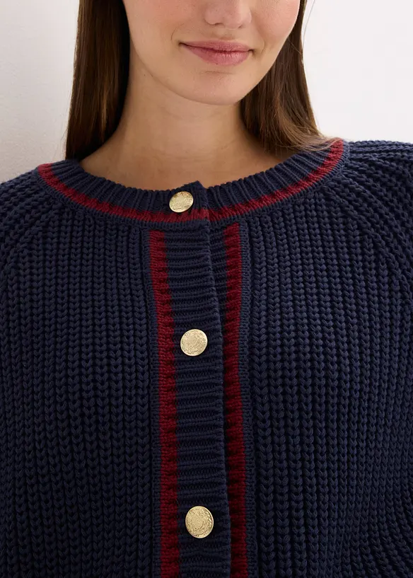 Gilet en maille &agrave; rayures contrastantes, bonprix