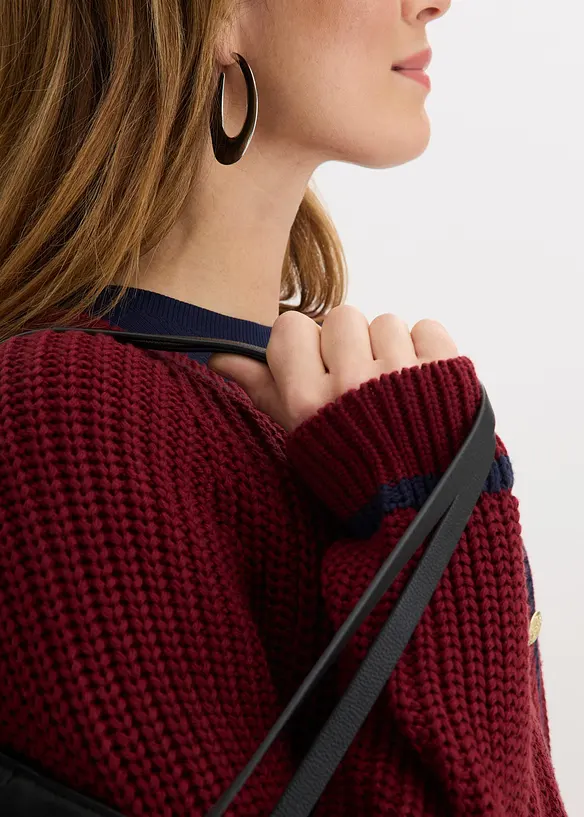 Gilet en maille &agrave; rayures contrastantes, bonprix