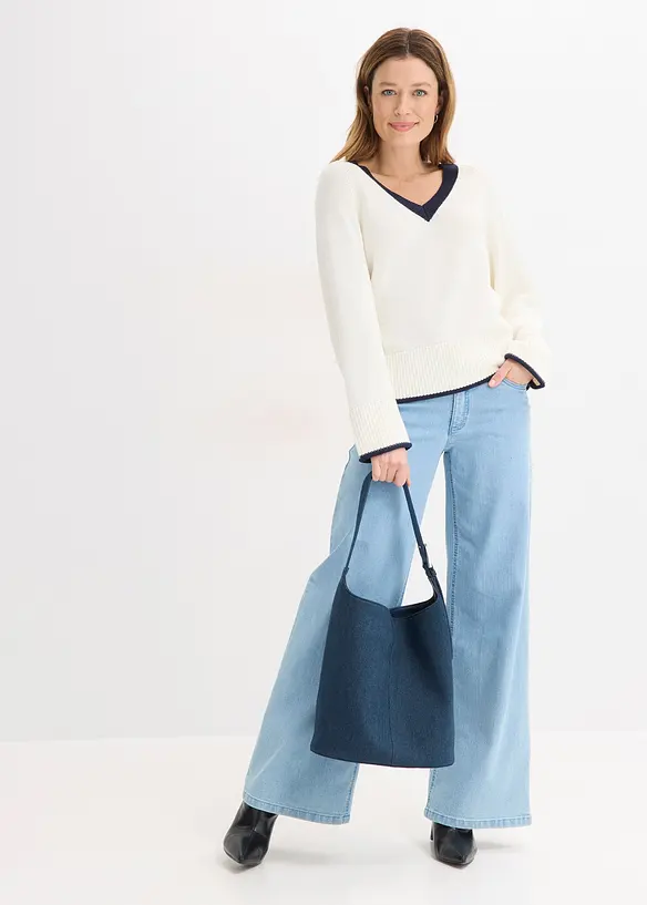 Pullover mit  kontrastfarbigen Streifen, bonprix