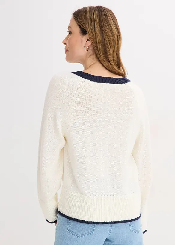 Pullover mit  kontrastfarbigen Streifen, bonprix