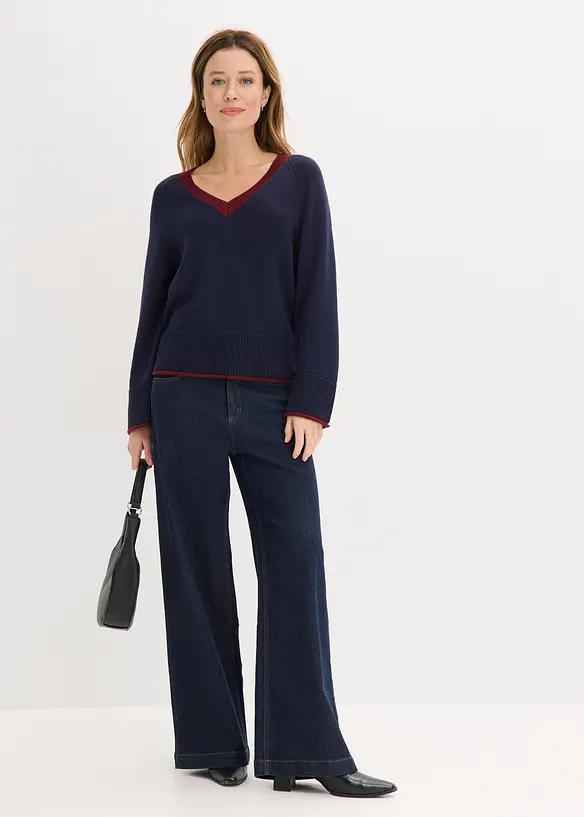 Pull &agrave; rayures contrastantes, bonprix