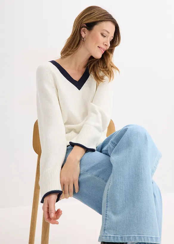 Pullover mit  kontrastfarbigen Streifen, bonprix