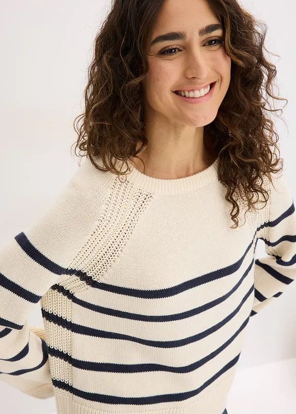 Pull &agrave; rayures contrastantes, bonprix