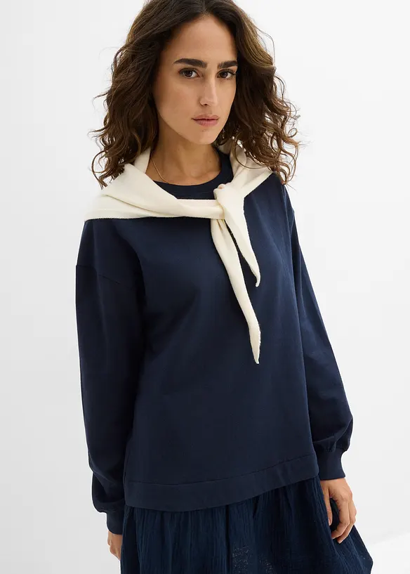 Robe sweat avec jupe tiss&eacute;e, bonprix
