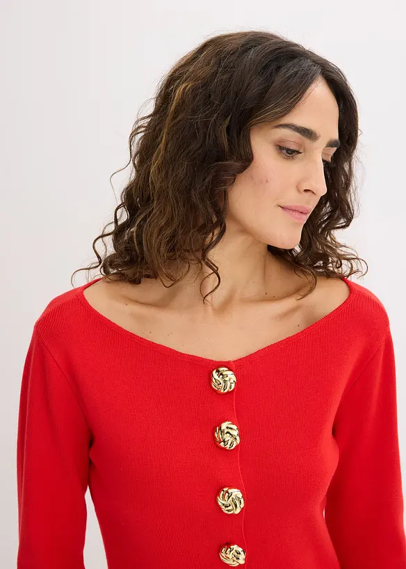 Gilet p&eacute;plum en maille &agrave; boutons d&eacute;coratifs, bonprix