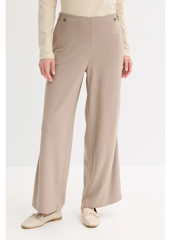 Marlenehose aus Punto di Roma mit Satinband, bonprix