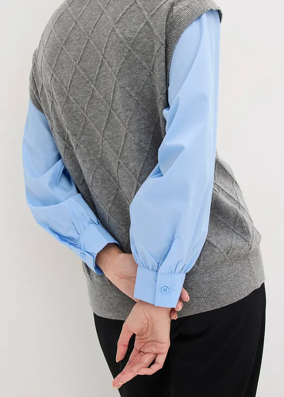 Pull &agrave; empi&egrave;cement chemisier, bonprix