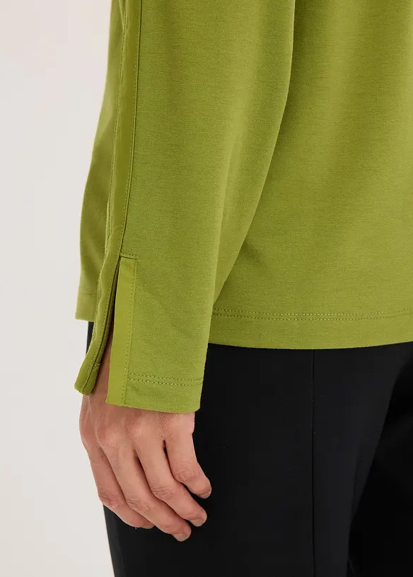 Langarmshirt mit Satinbesatz, bonprix