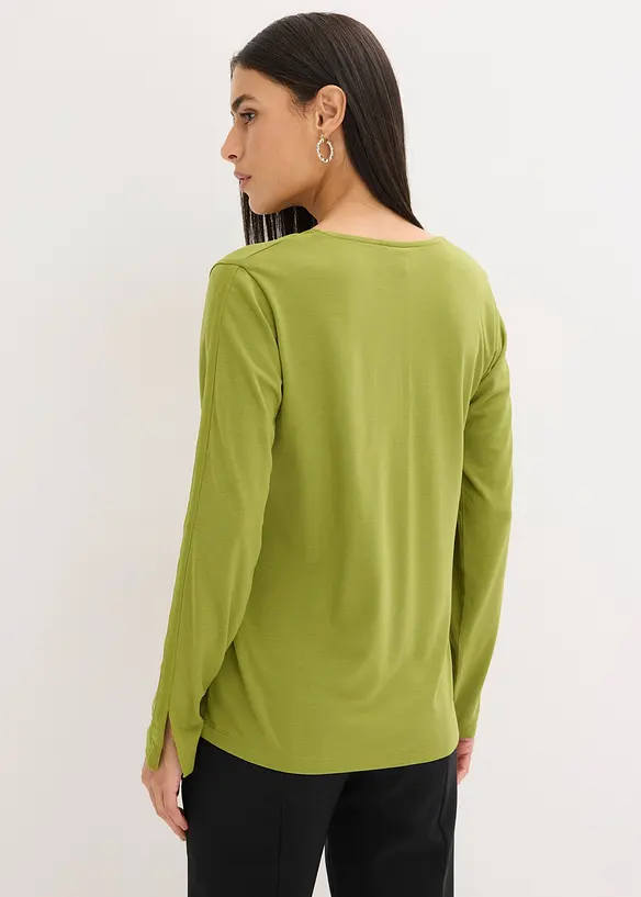 Langarmshirt mit Satinbesatz, bonprix