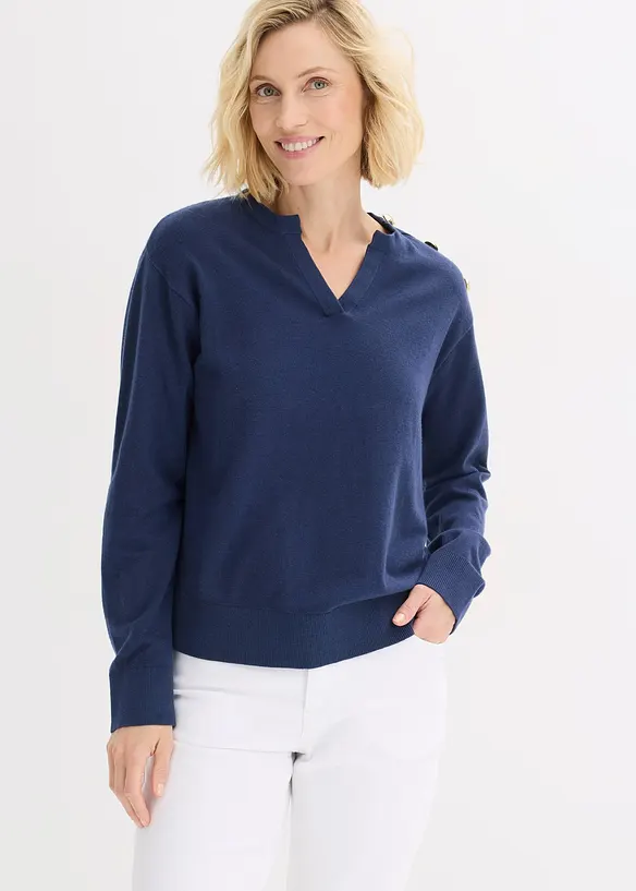 Pull en maille avec boutons, bonprix