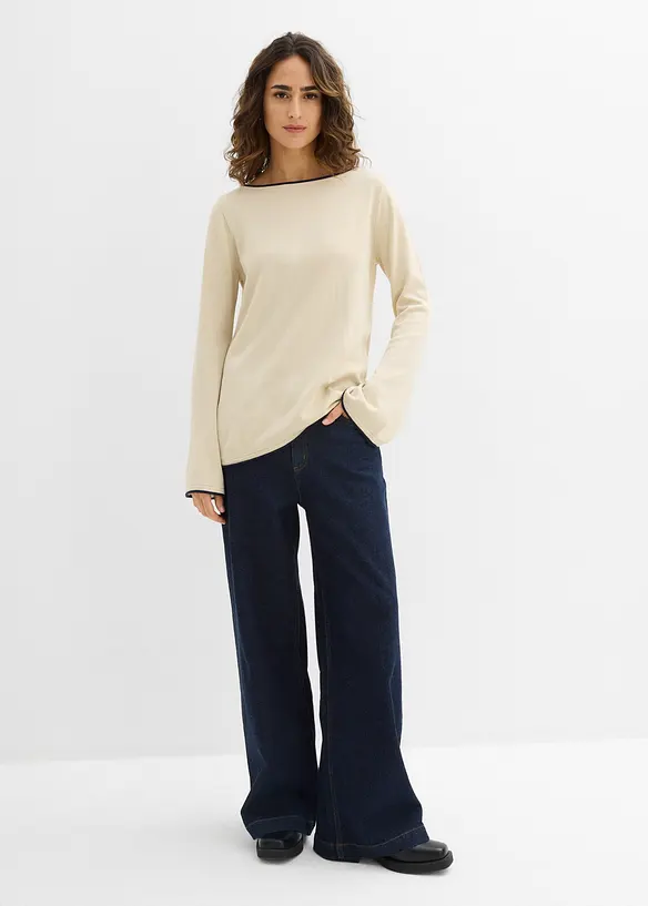 Pull en fine maille de coton m&eacute;lang&eacute;, bonprix